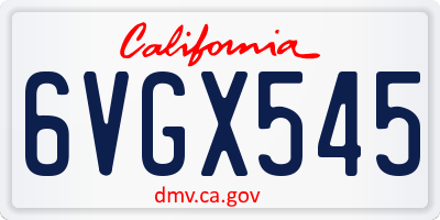 CA license plate 6VGX545