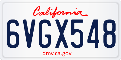 CA license plate 6VGX548