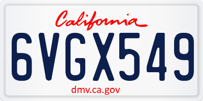 CA license plate 6VGX549