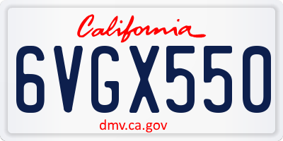 CA license plate 6VGX550