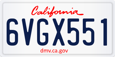 CA license plate 6VGX551