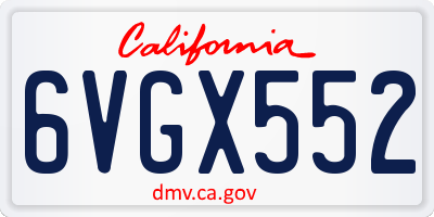 CA license plate 6VGX552