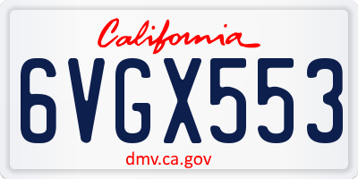 CA license plate 6VGX553
