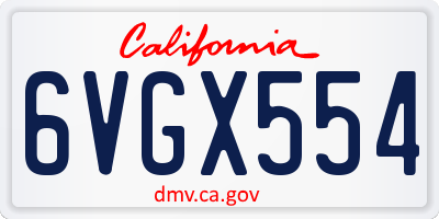 CA license plate 6VGX554