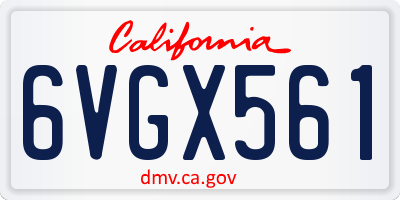 CA license plate 6VGX561