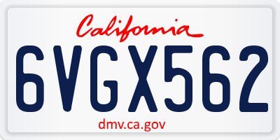 CA license plate 6VGX562