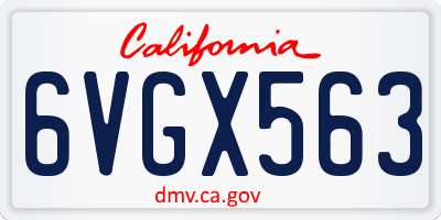 CA license plate 6VGX563