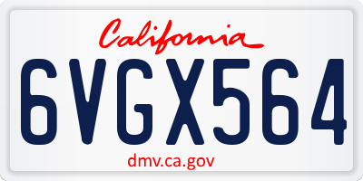 CA license plate 6VGX564