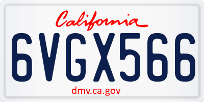 CA license plate 6VGX566