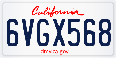 CA license plate 6VGX568