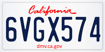 CA license plate 6VGX574