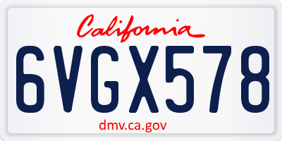 CA license plate 6VGX578