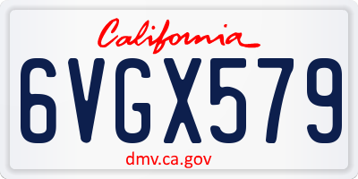 CA license plate 6VGX579