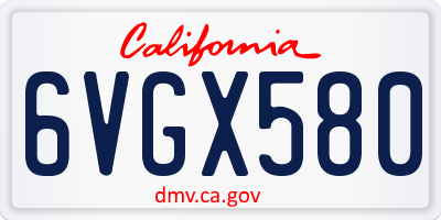 CA license plate 6VGX580