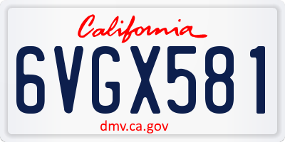 CA license plate 6VGX581