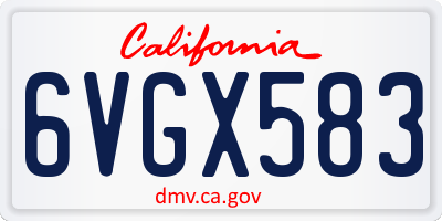 CA license plate 6VGX583