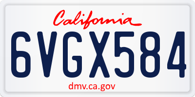 CA license plate 6VGX584