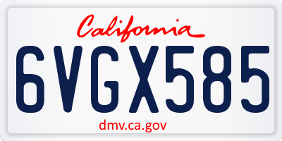 CA license plate 6VGX585
