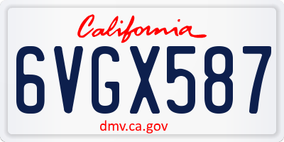 CA license plate 6VGX587