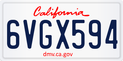 CA license plate 6VGX594