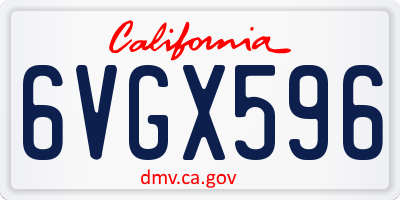 CA license plate 6VGX596