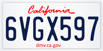CA license plate 6VGX597