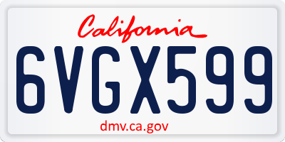 CA license plate 6VGX599