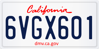 CA license plate 6VGX601