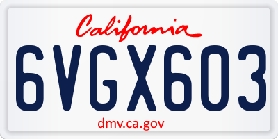 CA license plate 6VGX603