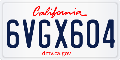 CA license plate 6VGX604