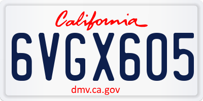 CA license plate 6VGX605