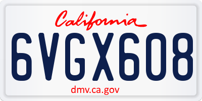 CA license plate 6VGX608