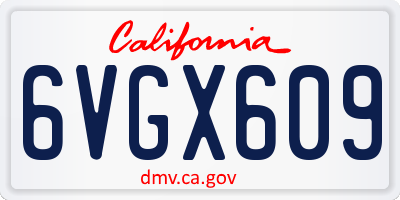 CA license plate 6VGX609