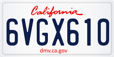 CA license plate 6VGX610