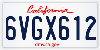 CA license plate 6VGX612