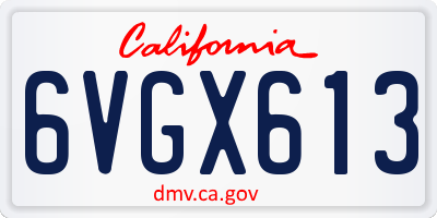 CA license plate 6VGX613