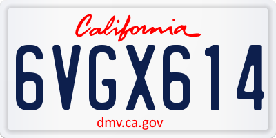 CA license plate 6VGX614