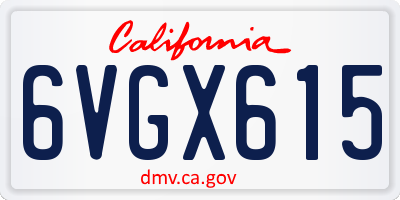 CA license plate 6VGX615