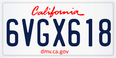 CA license plate 6VGX618