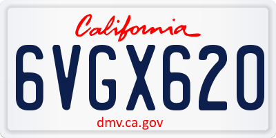 CA license plate 6VGX620