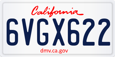 CA license plate 6VGX622