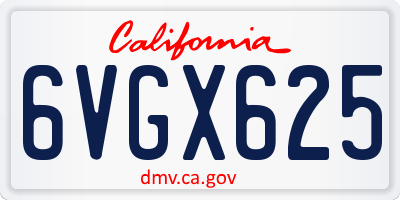 CA license plate 6VGX625
