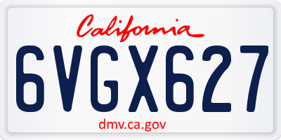 CA license plate 6VGX627