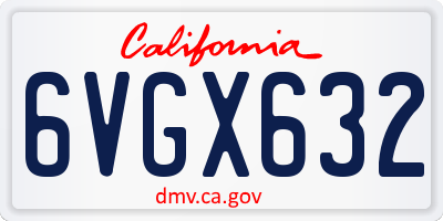 CA license plate 6VGX632