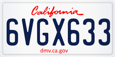 CA license plate 6VGX633