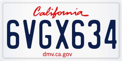 CA license plate 6VGX634