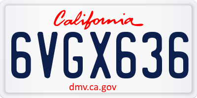 CA license plate 6VGX636