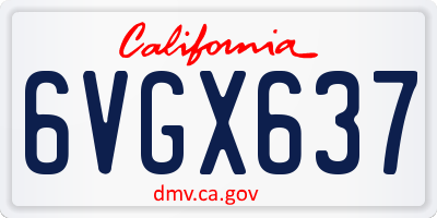 CA license plate 6VGX637