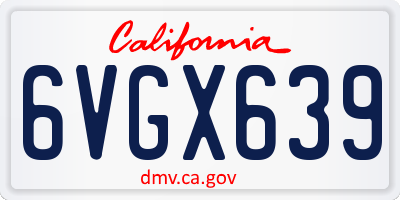 CA license plate 6VGX639