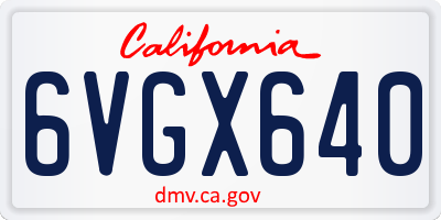 CA license plate 6VGX640